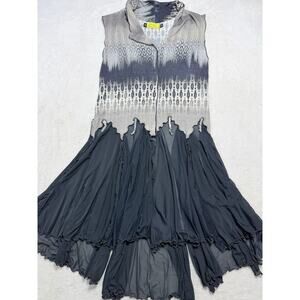 Giselle Shepatin Dress Sz Sm Gray Mesh Layered Sharkbite Art to Wear Whimsy Goth